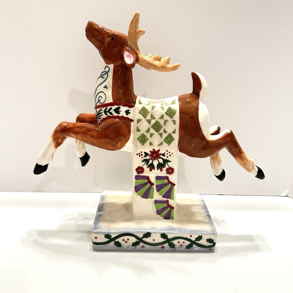 Jim Shore‎ Holiday Traditions Reindeer Porcelain Candle Holder Christmas Table